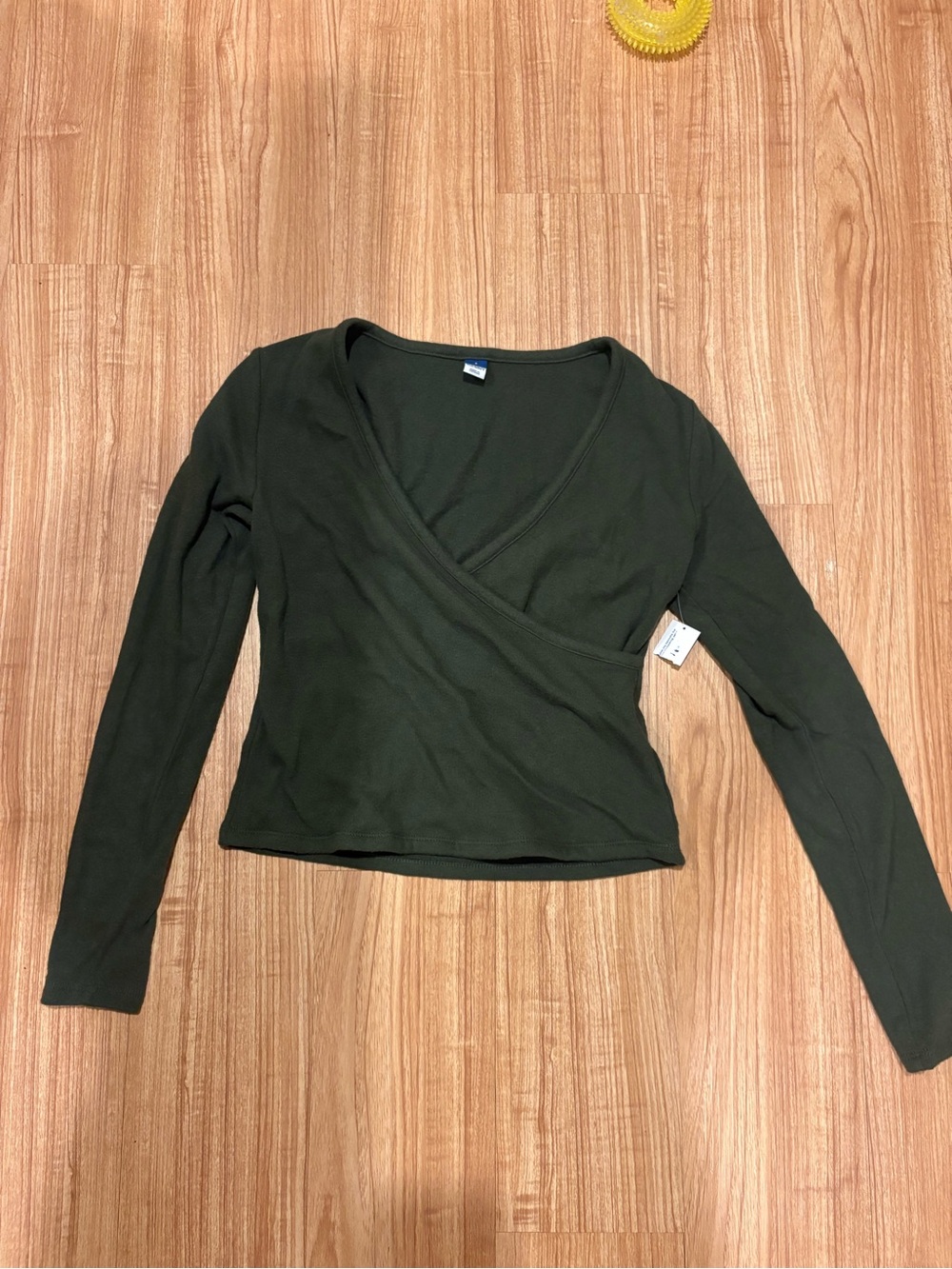 Old Navy Olive Green Wrap-Front Long Sleeve Top